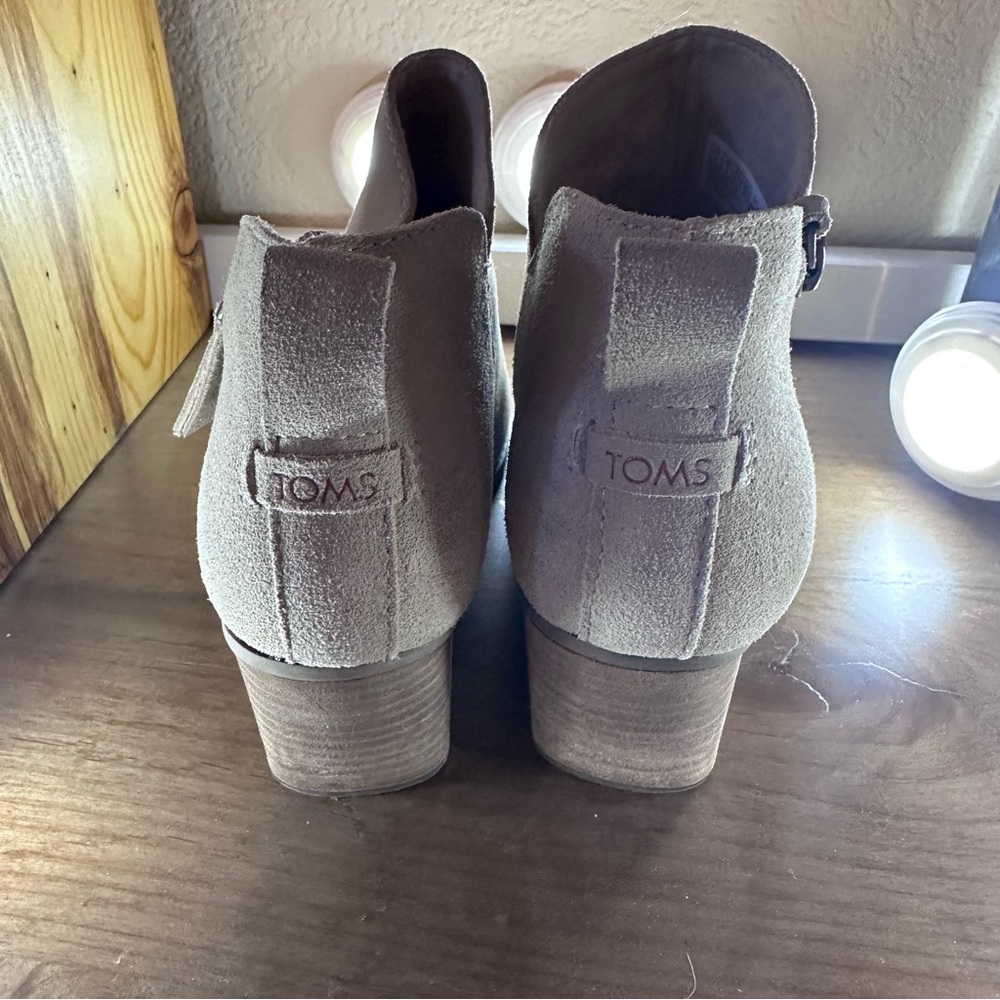 Toms Goldie Wedge Women's Suede Ankle Boots - Tan Size 8 - Picture 5 of 10